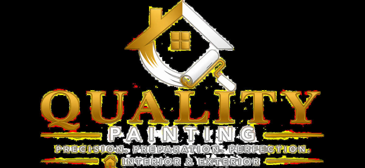 Quality Painting logo featuring a house icon and company name in gold text on black background